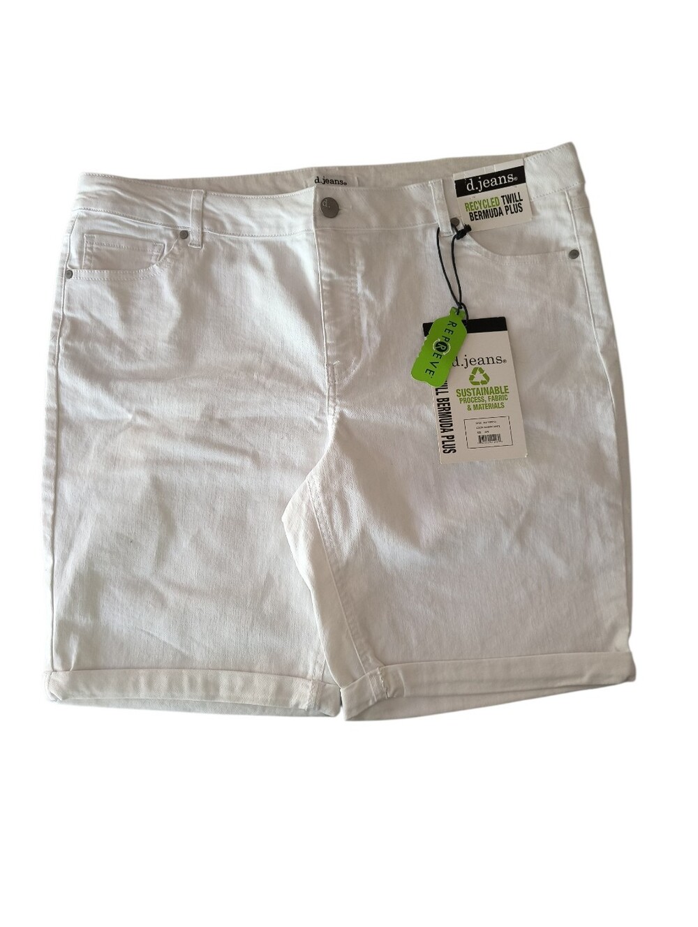 NWT d. jeans White Recycled Twill Bermuda Plus Shorts Size 20W